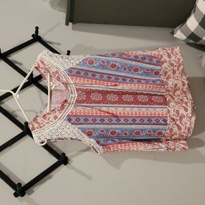 CATO women's blouse multicolor with lace trim size XL